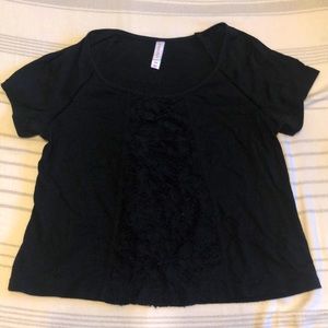 Black Lace Front Crop Top